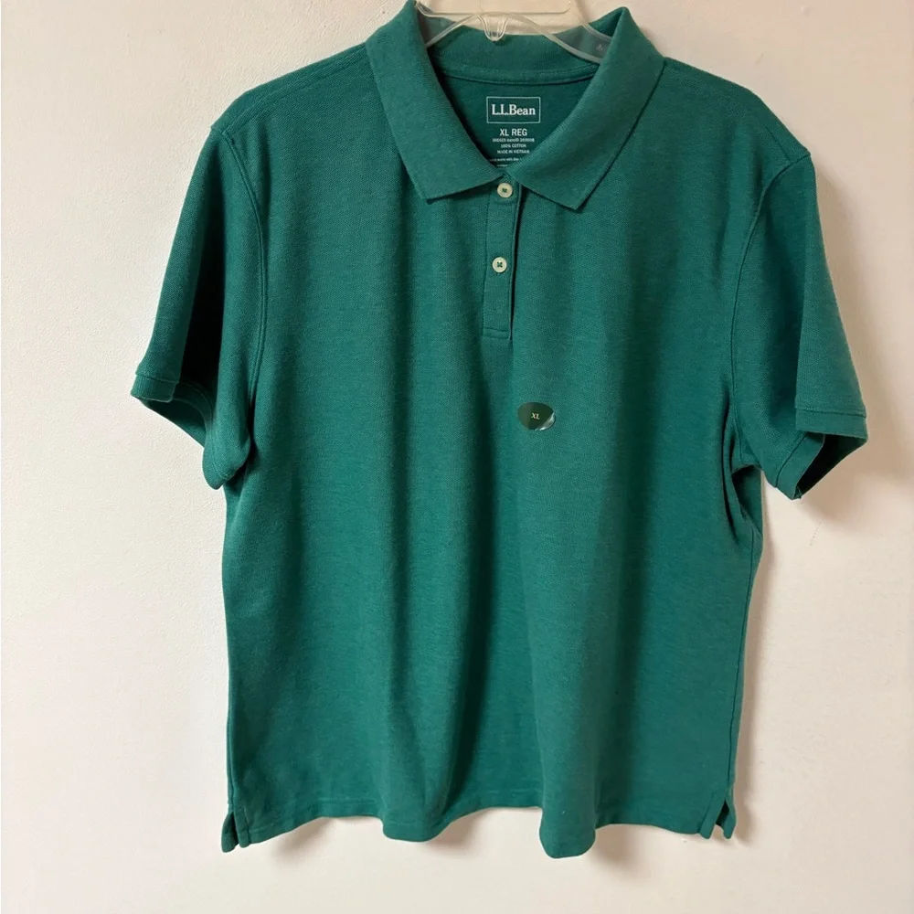L.L. Bean Womens Teal Polo Shirt Short Sleeve XL NWT - Picture 5 of 12